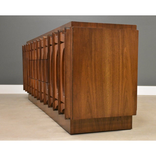 1970s Tobago Brutalist Walnut Long Dresser For Sale - Image 4 of 10