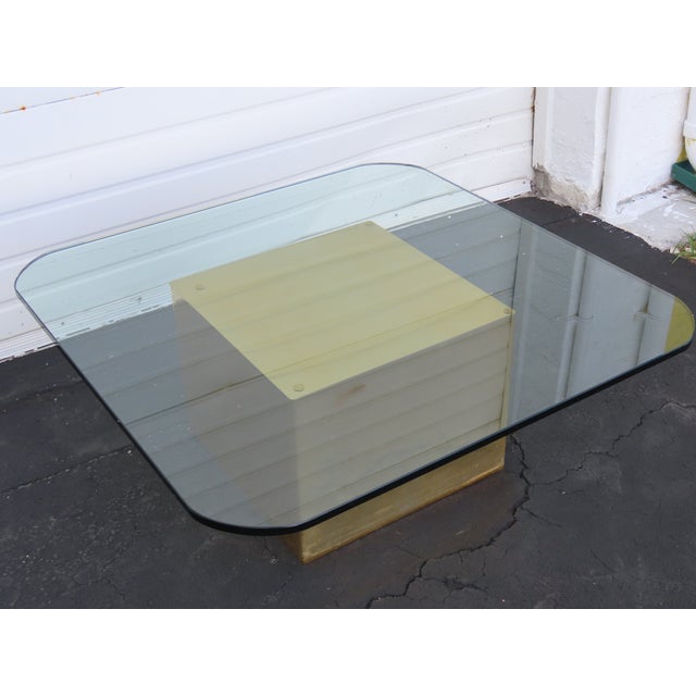 Habitat Habitat International Mid Century Modern Brass Glass Top Coffee Table 6604 For Sale - Image 4 of 16