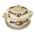 Vintage Japanese Majolica Style Fruit Garland Soup Tureen With Underplate & Ladle For Sale