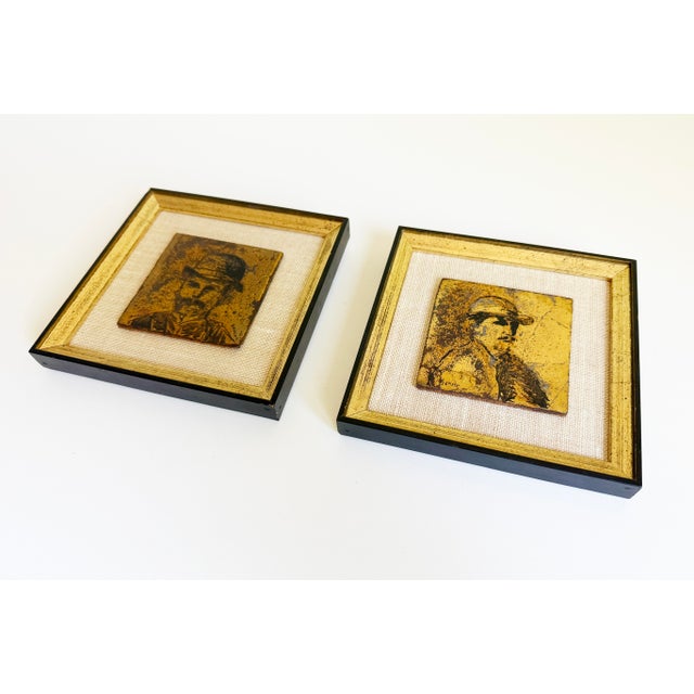Gold Dandy Portraits in Gold Leaf, Framed, 1950s For Sale - Image 8 of 12
