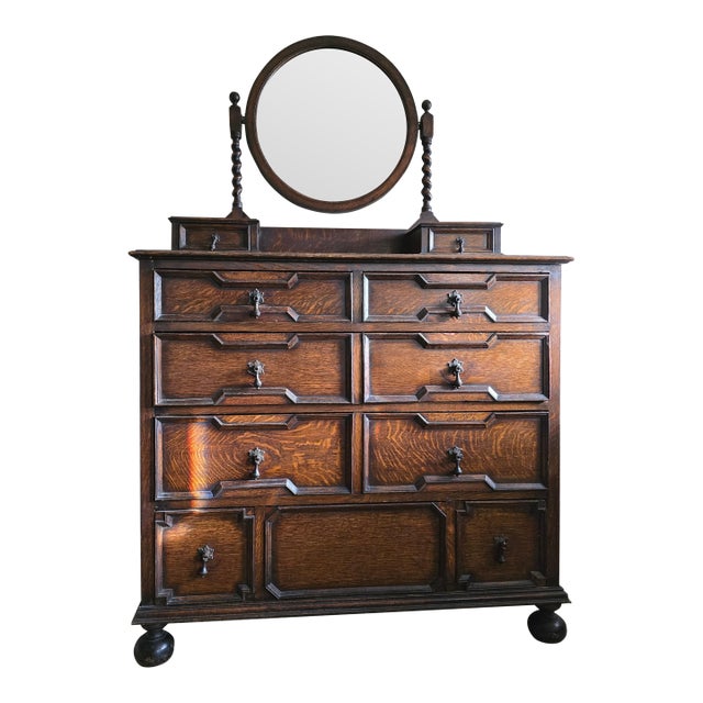 Antique English Dresser Solid Oak, Jacobean Style, 1700s For Sale