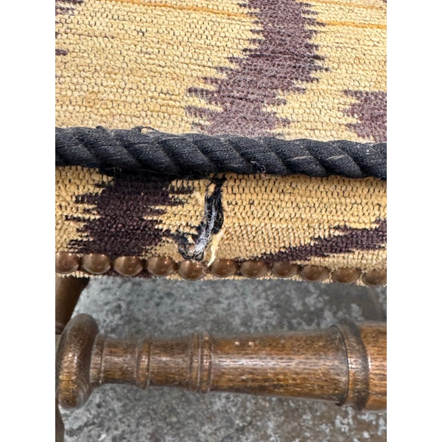 Early 20th Century Antique Italian Carved Wood Bench in Tiger Print, Early 20th Century. For Sale - Image 5 of 12