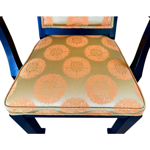 Mid-20th Century Asian Modern Dining Chairs in Satin Black Lacquer - Set of 6 For Sale - Image 10 of 11