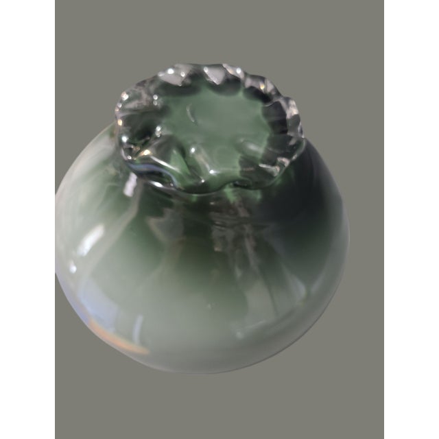 Vintage Venetian Hand Blown Cased Art Glass Smoke Gray Rose Bowl Vase For Sale - Image 4 of 6