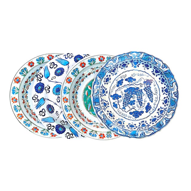 Enameled Tin Mediterranean Botanical Plates - Set of 4 For Sale - Image 4 of 4