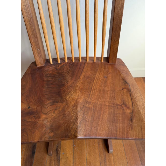 Mid-Century Modern 2000 Nakashima Woodworkers Conoid Chair in Figured Black Walnut & Hickory, Signed/Inscribed For Sale - Image 3 of 7