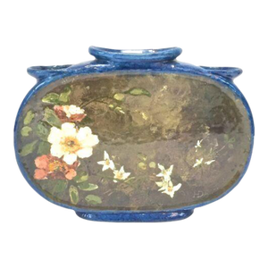 Antique French Hand-Painted Floral Majolica Urn