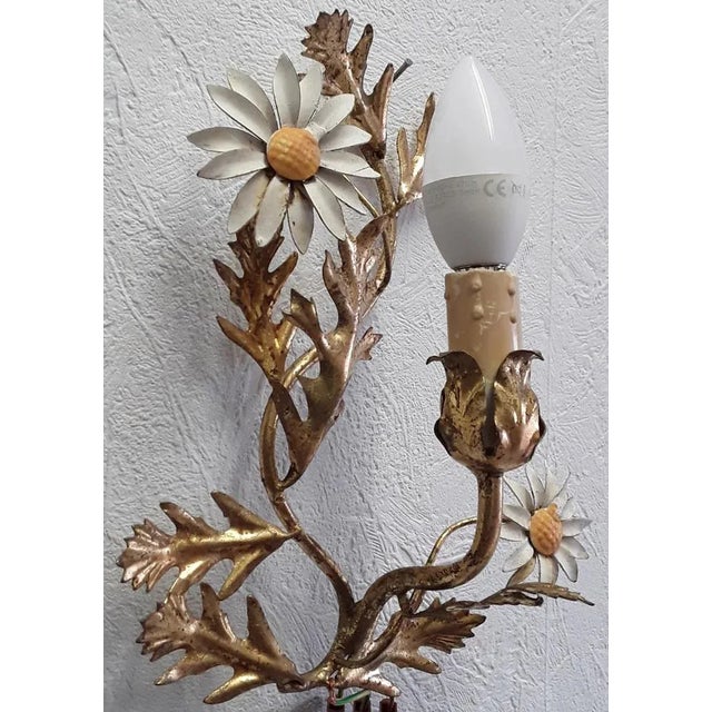 Vintage Wall Lamps in Gilded Floral-Worked Iron by Hans Kögl, 1970s, Set of 2 For Sale - Image 6 of 11