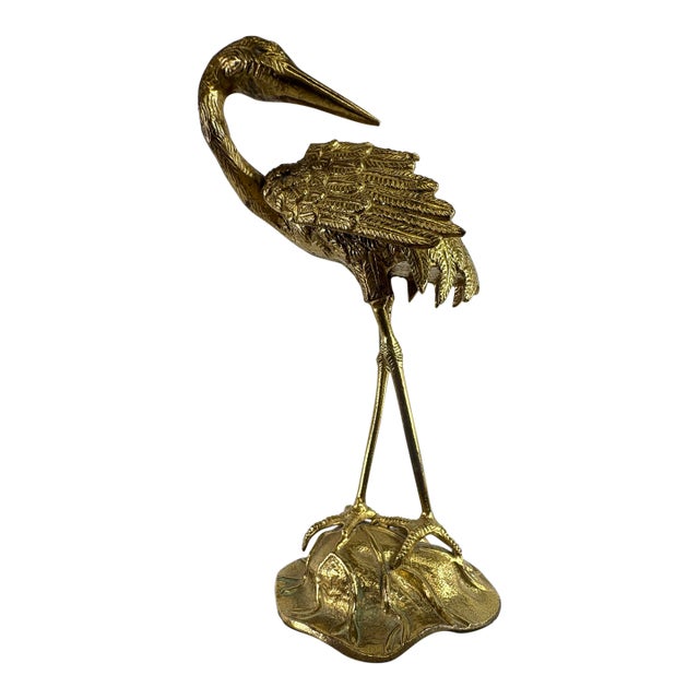 Mid-Century Vintage Maison Bagues Solid Brass Heron Sculpture For Sale