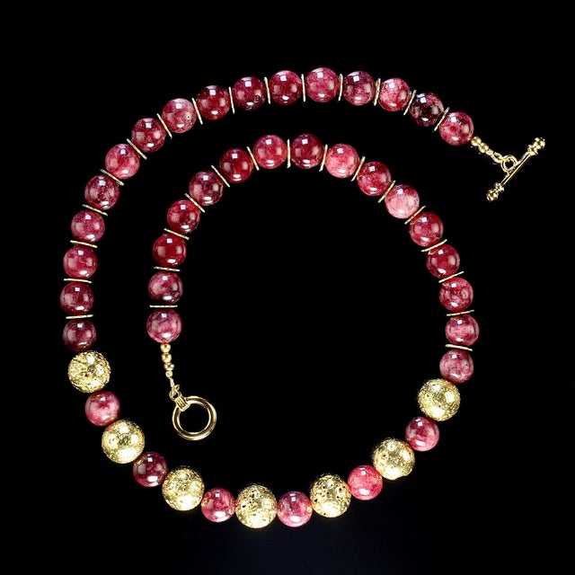 Garnet With Goldy Accents Necklace For Sale - Image 4 of 6