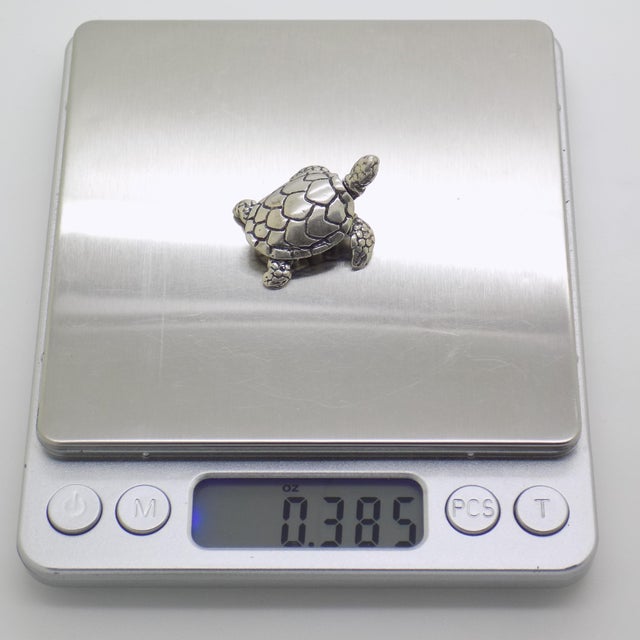 Metal Vintage Italian Handmade Genuine Silver Loggerhead Sea Turtle Figurine Miniature For Sale - Image 7 of 8