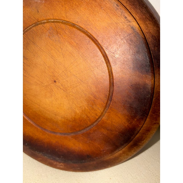 Wood Round English Biscuit/Bread Bowl With Bread Carving For Sale - Image 7 of 7