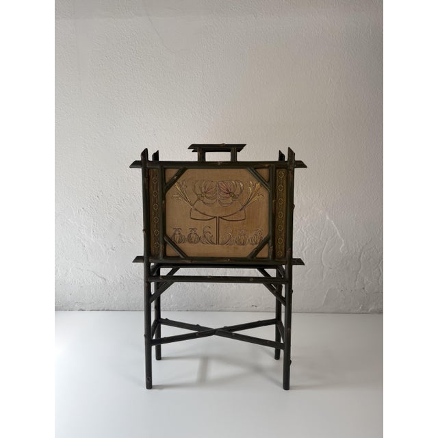 1920s Chinoiserie-Style Magazine Rack in Wood and Silk, 1920s For Sale - Image 5 of 18