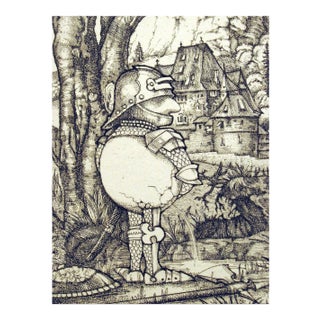 Charles Bragg "Pissing" Hand Signed & Numbered Etching For Sale