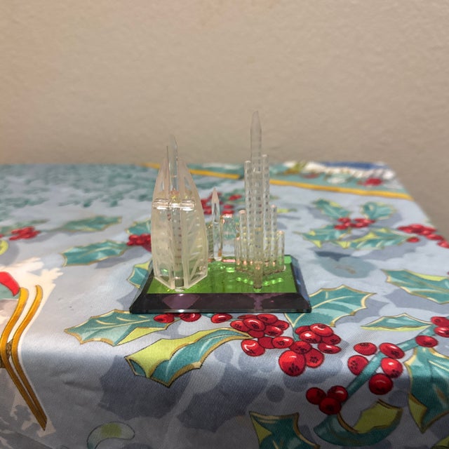 Glass Contemporary Handcrafted Crystal Dubai Skyline Architectural Sculpture Miniature For Sale - Image 7 of 8