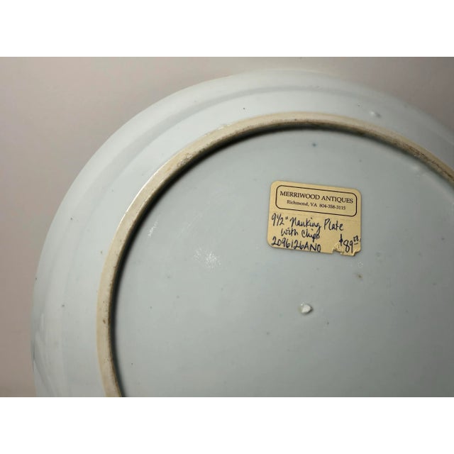 Blue Antique 19th C Chinese Porcelain Blue White Plate Landscape Nanking 9 1/2" For Sale - Image 8 of 12