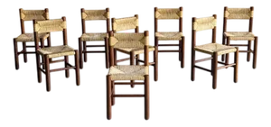 Chairs in the style of Charlotte Perriand, 1970s, Set of 8