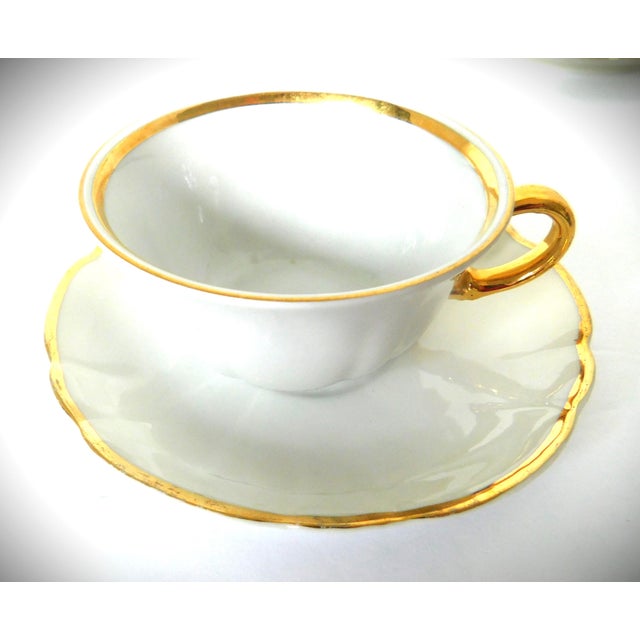 One of a Kind Vintage Bavaria Germany Porcelain Demi-Tasse Cups and Saucers, Set of Three For Sale - Image 4 of 10