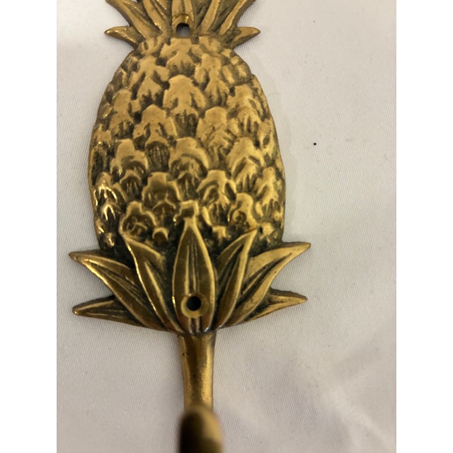 Mid 20th Century Vintage Solid Brass Pineapple Wall Hook For Sale - Image 5 of 6