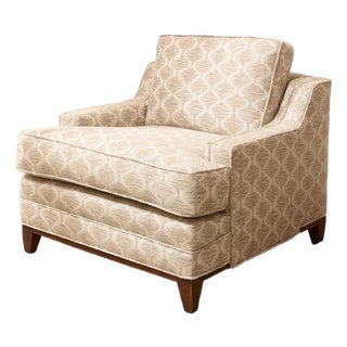Vintage Champagne Jacquard Lounge Chair For Sale