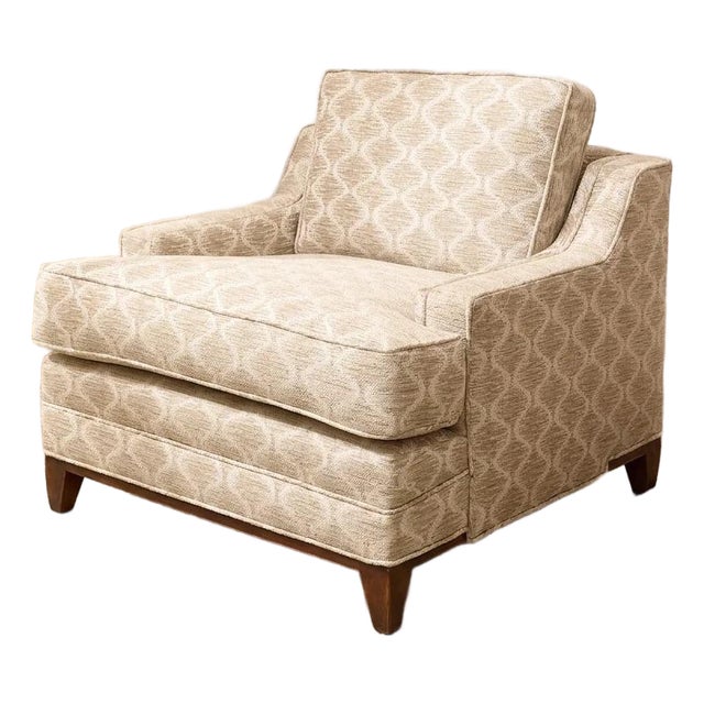 Vintage Champagne Jacquard Lounge Chair For Sale
