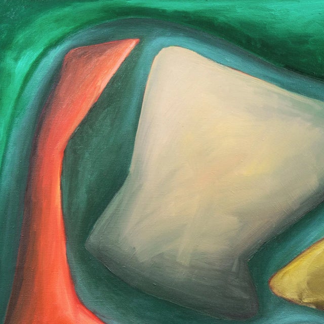 Textile 'Abstract in Coral and Jade' by Keisler, Large Mid-Century American Biomorphic Abstraction For Sale - Image 7 of 8