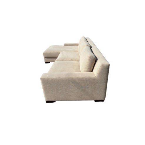 Contemporary Rh Modena Track Arm 2-Piece Sofa-Chaise Sectional – Performance Linen Weave in Sand For Sale - Image 3 of 8