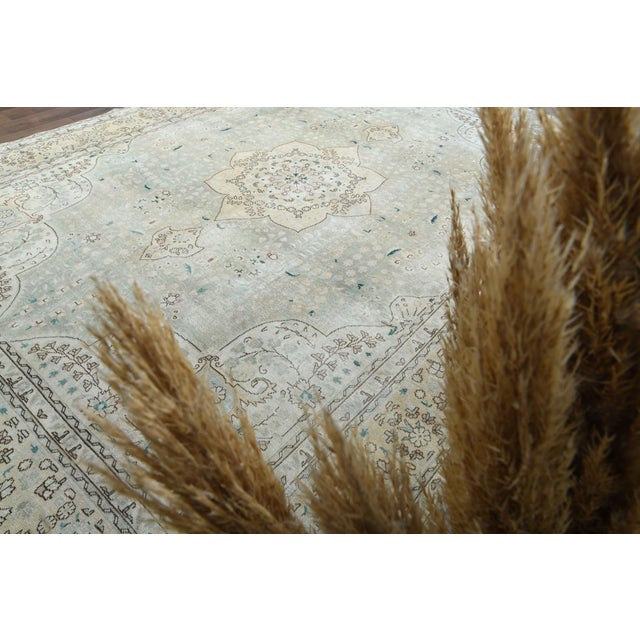 1970s Vintage Persian Handmade Wool Cotton Beige Area Rug For Sale - Image 11 of 11