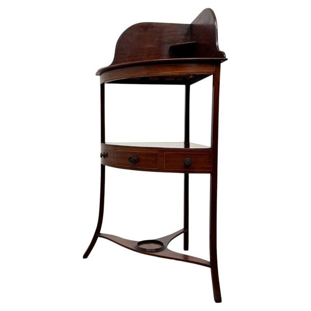 Antique 18th Century English Georgian Mahogany Corner Stand For Sale - Image 6 of 8