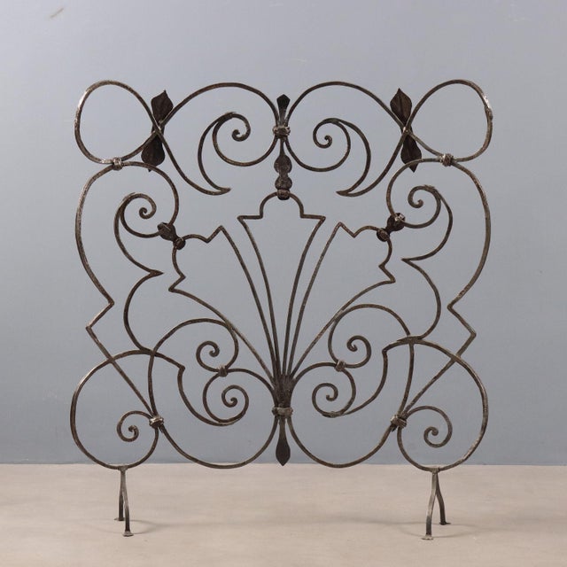 Black Wrought Iron Fireplace Guard For Sale - Image 8 of 9