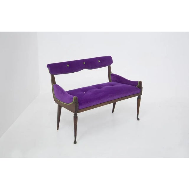 Vintage Purple and Green Velvet Loveseat For Sale - Image 11 of 11