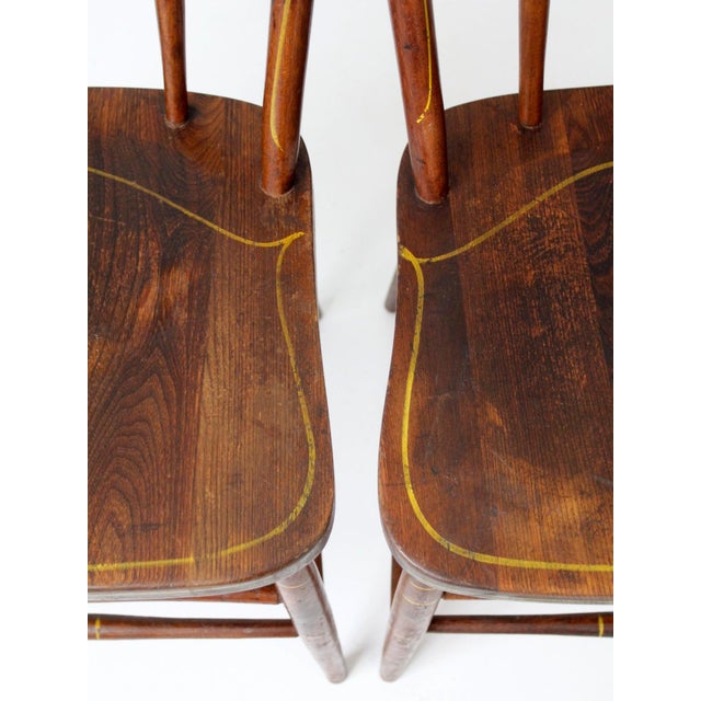 Vintage Windsor Bow Back Dining Chairs by Square Brand Pair For Sale - Image 15 of 18