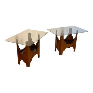 60s Original Harvey Probber Mid Century Modern Glass Top Side Tables - A Pair For Sale