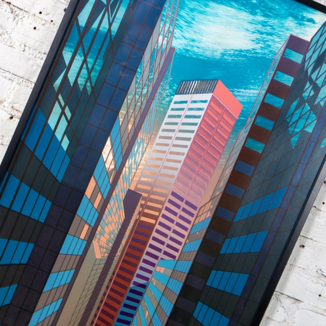 Metal 1985 Limited Edition Modern Abstract Cityscape Serigraph Title Steel Mosaic #175/450 by Don Munz For Sale - Image 7 of 18