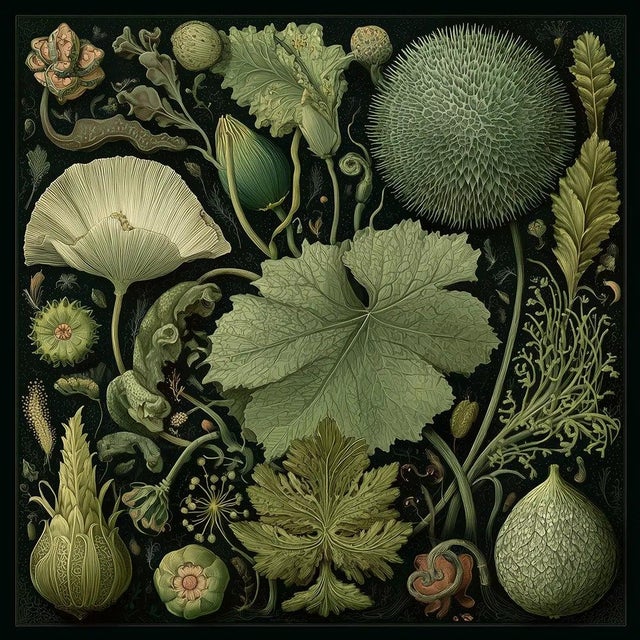 Contemporary Set of 15 - 90' X 54' Evergreen Organic Modern Gallery Wall Installation Botanical Prints - Dark Green, Unframed For Sale - Image 3 of 17