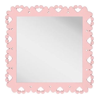 Fleur Home Garden District Satsuma Square Mirror in Authentic Pink, 30x30 For Sale