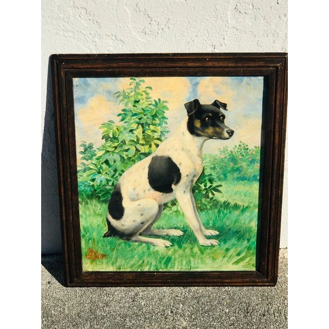 Late 19th Century Victorian Portrait of a Seated Jack Russell in Landscape, Signed Bruns For Sale - Image 9 of 10