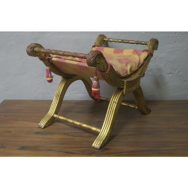 Antique Parcel Gilt Cruciform Stool For Sale - Image 9 of 9