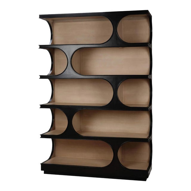 Geometric Mid Century Open Bookcase For Sale