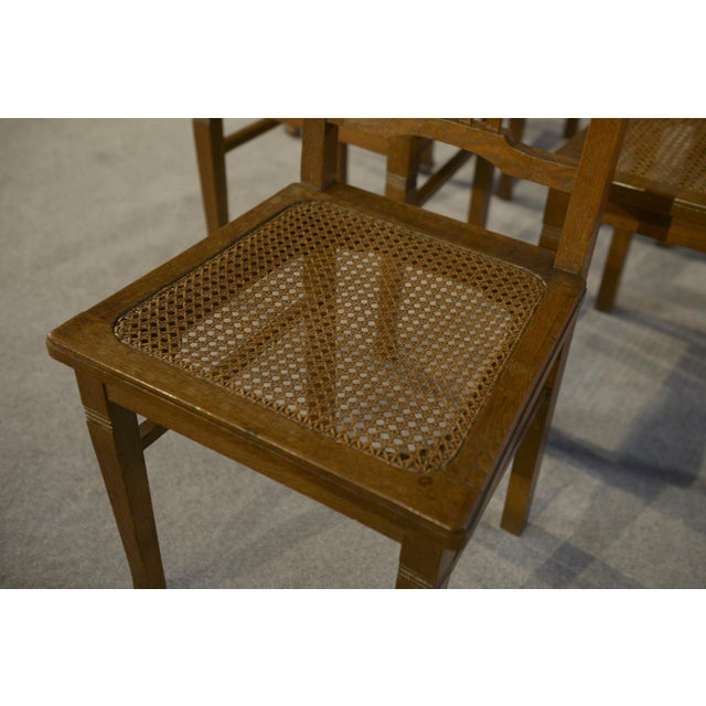 Art Deco Oak & Cane Dining Chairs, 1930s, Set of 6 For Sale - Image 12 of 15