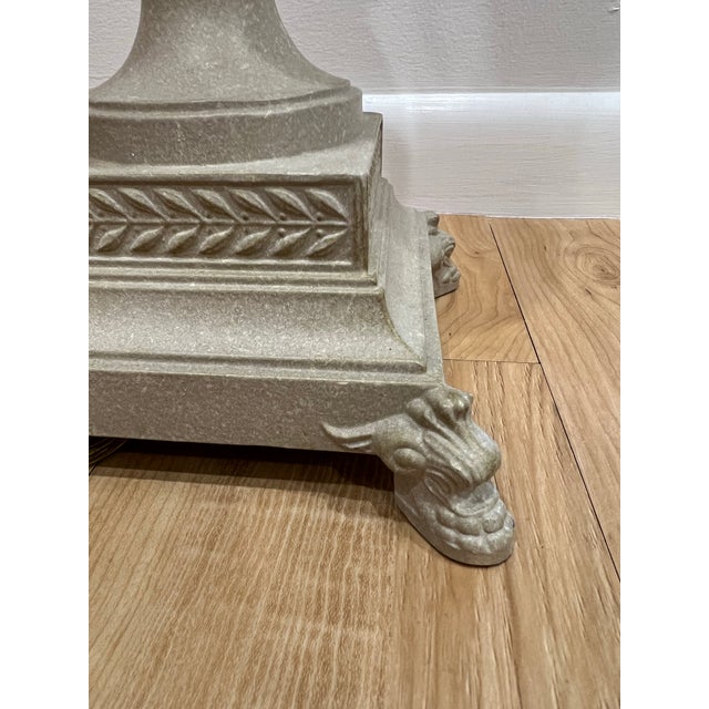Heavy Pineapple white wash metal table lamp. Measures 21.5” to the socket 7.25” x 7.25” square bottom base. The metal...