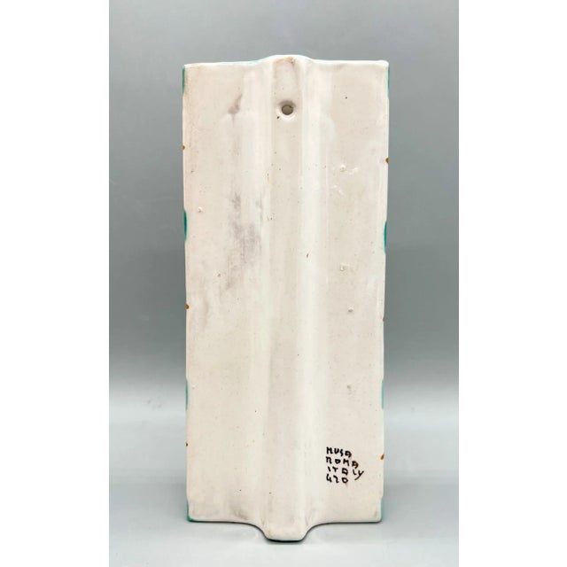 Late 20th Century Vintage Italian Turquoise Sicilian Folk Art Ceramic Wall Pocket For Sale - Image 5 of 13