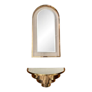 1980s Postmodern Accessory Art Console Mirror and Shelf Set