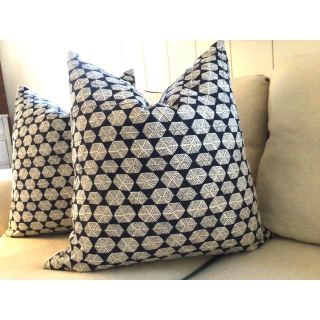 Not Yet Made - Made To Order Thibaut Watercourse in Dark Navy Pillows- a Pair For Sale - Image 5 of 6