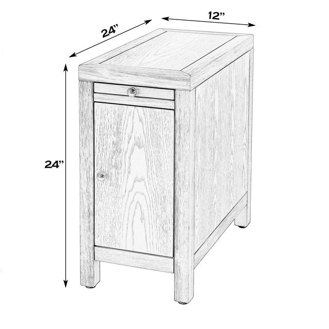 Transitional Nora 12 in. W Rectangular Wood 1 Door Narrow End Table with Pull-Out Tray For Sale - Image 3 of 8