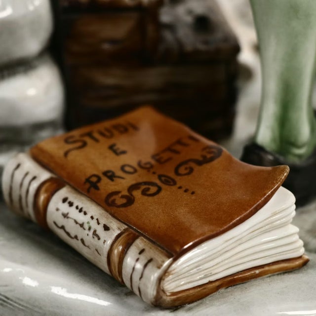 1980s Capodimonte "Michelangelo Sculpts Moses" Porcelain Sculpture on Wood Base Early Limited Edition For Sale - Image 12 of 15