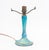 Lundberg Studios Iridescent Blue Art Glass Table Lamp Base, 1983, with three lily pad form verdigris patinated bronze...