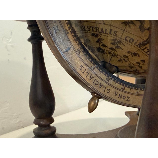 Brown Vintage Made in Italy Old World Wooden Desk Globe W/ Stand Astrology Design 11”t For Sale - Image 8 of 12