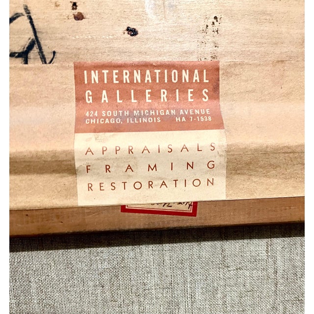 Gray Roger Lersy, Large Modernist French Abstract Expressionist Colorful Bird Painting Roger Lersy, 1961 For Sale - Image 8 of 9