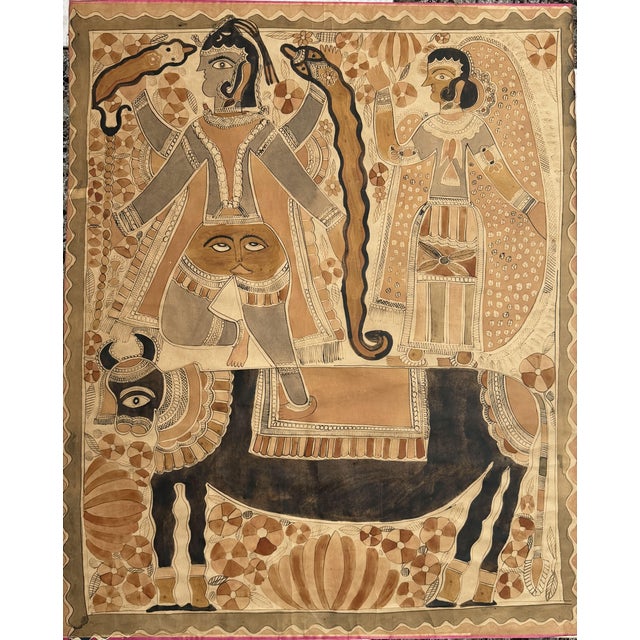 Madhubani Jitwarpur Indian Artist, Figurative Scene, Drawing with Natural Pigments, 1970s For Sale - Image 9 of 9
